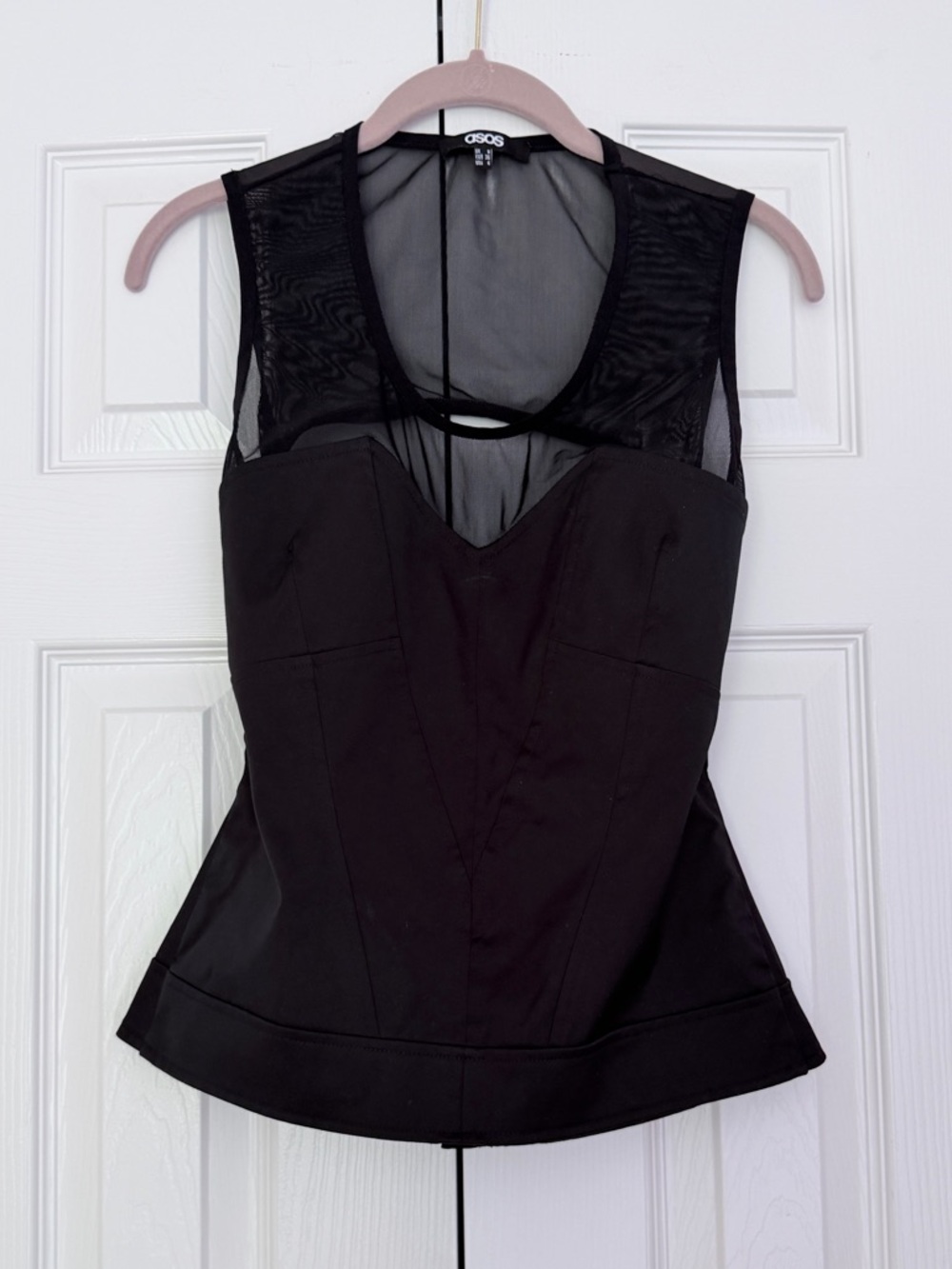 ASOS Black Sheer Yoke Peplum Bustier